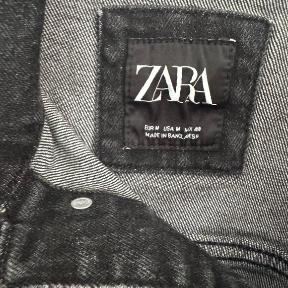 Zara Black Denim Jean Jacket Size Medium - Picture 5 of 5